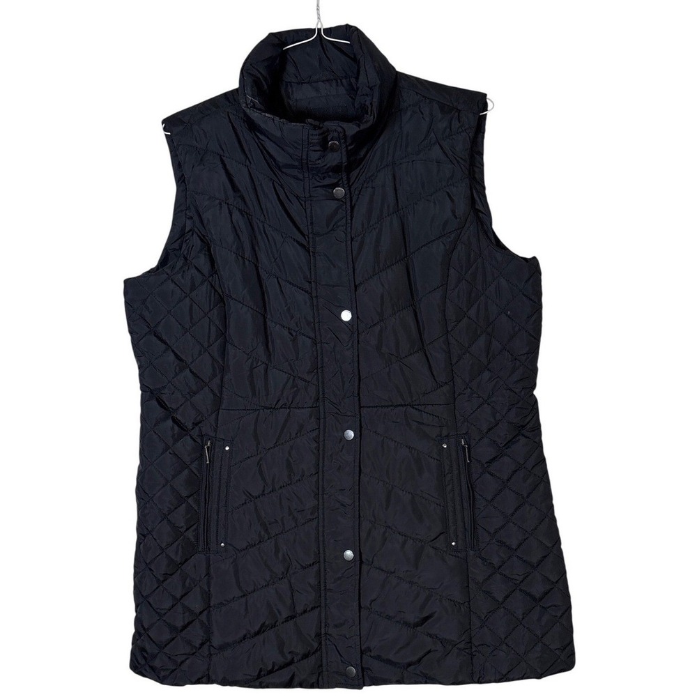 Weatherproof Womens Black Quilted Puffer Vest Snap Front XL 1801693